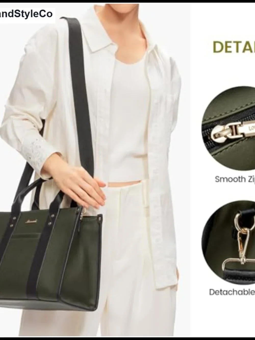 Faux Leather Satchel Tote Bag with Zipper Adjustable Strap Fits 13